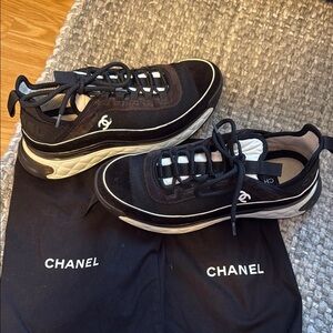 Authentic Women's Black Chanel Sneakers 42